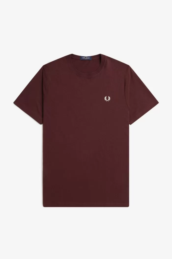 Fred Perry Crew Neck Men’s T-Shirt Oxblood Beige AQSTI1325