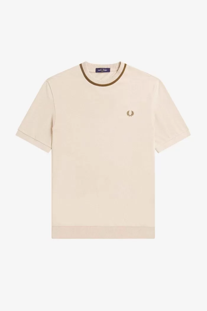 Fred Perry Crew Neck Piqué Men’s T-Shirt Oatmeal LFINK7468