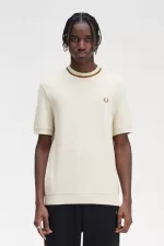 Fred Perry Crew Neck Piqué Men’s T-Shirt Oatmeal LFINK7468