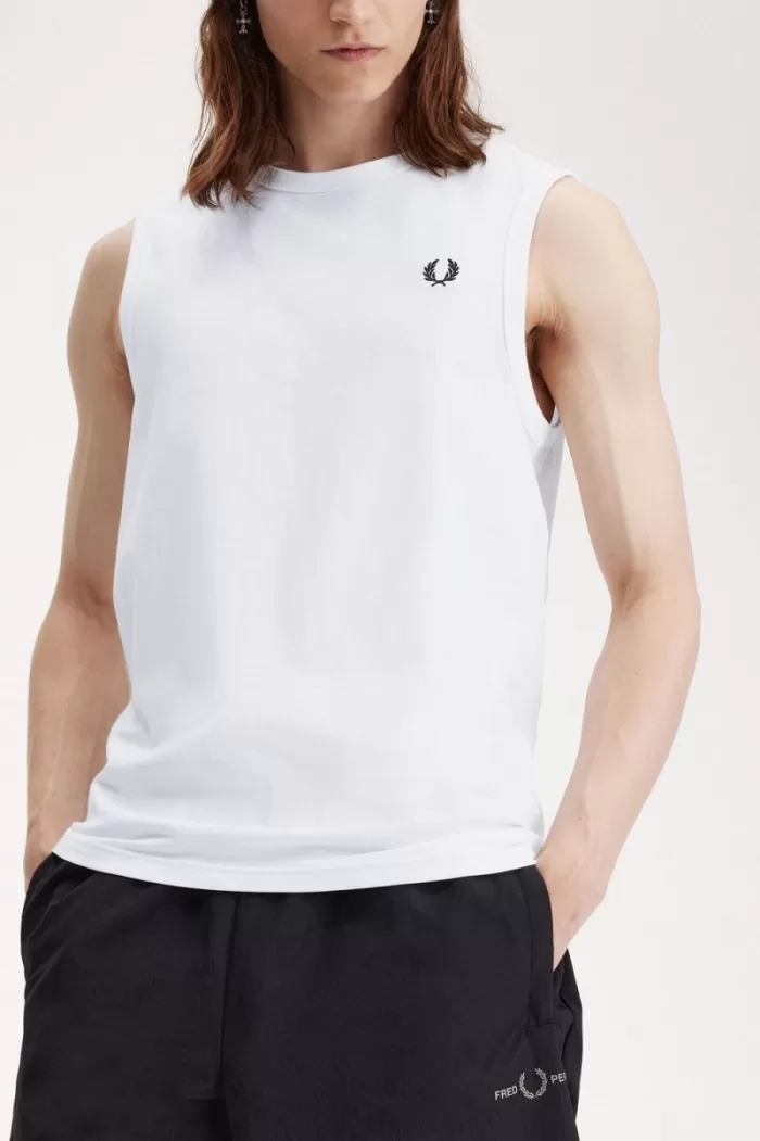 Fred Perry Crew Neck Vest Men’s T-Shirt White LGWRS0529