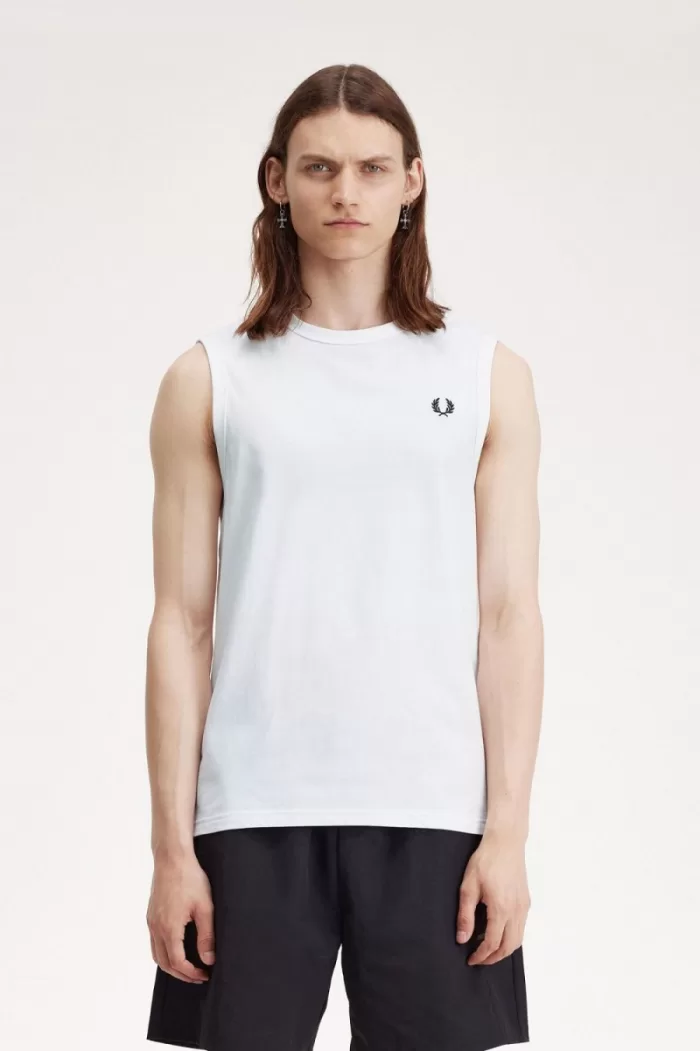 Fred Perry Crew Neck Vest Men’s T-Shirt White LGWRS0529