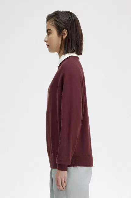 Fred Perry Crew Neck Women’s Jumper Oxblood HVJMA2038