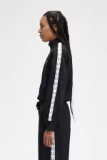 Fred Perry Cropped Taped Track Women’s Jackets Black BQPAZ8193