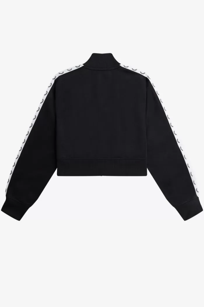 Fred Perry Cropped Taped Track Women’s Jackets Black BQPAZ8193