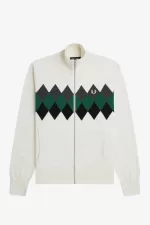 Fred Perry Diamond Intarsia Men’s Cardigan Snow White NIOHE3258