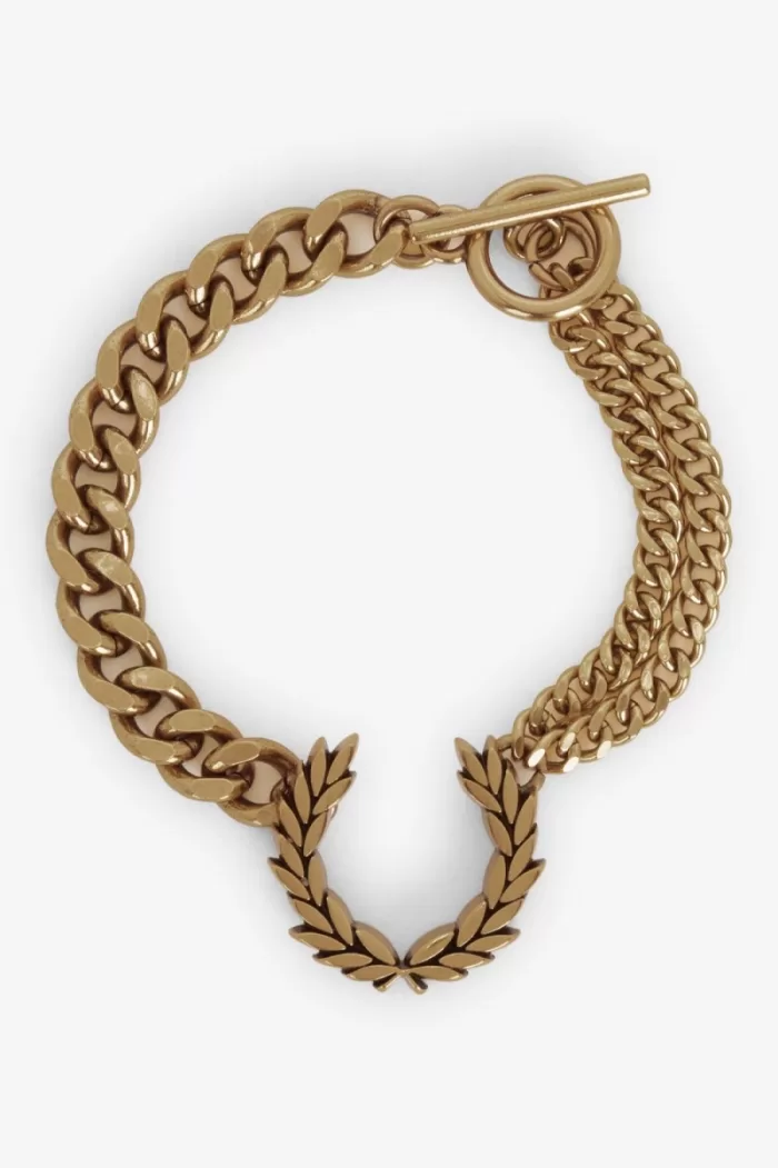 Fred Perry Double Chain Laurel Wreath Bracelet Women’s Jewellery Gold NTRMW0938