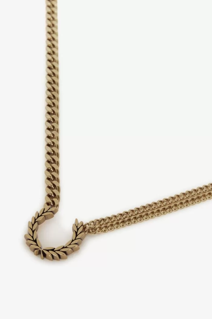 Fred Perry Double Chain Laurel Wreath Necklace Women’s Jewellery Gold SXZNK6395