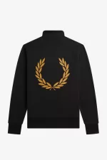 Fred Perry Double Graphic Half Zip Men’s Sweatshirts Black ZUOBY5624