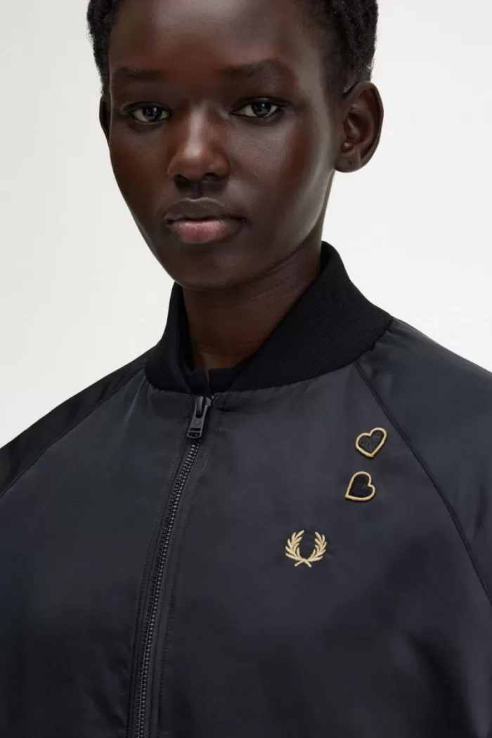 Fred Perry Embroidered Bomber Women’s Jackets Black EFUWG6831