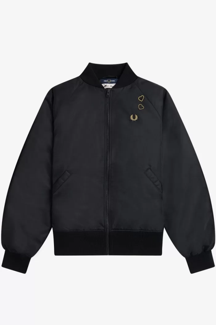 Fred Perry Embroidered Bomber Women’s Jackets Black EFUWG6831