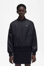 Fred Perry Embroidered Bomber Women’s Jackets Black EFUWG6831