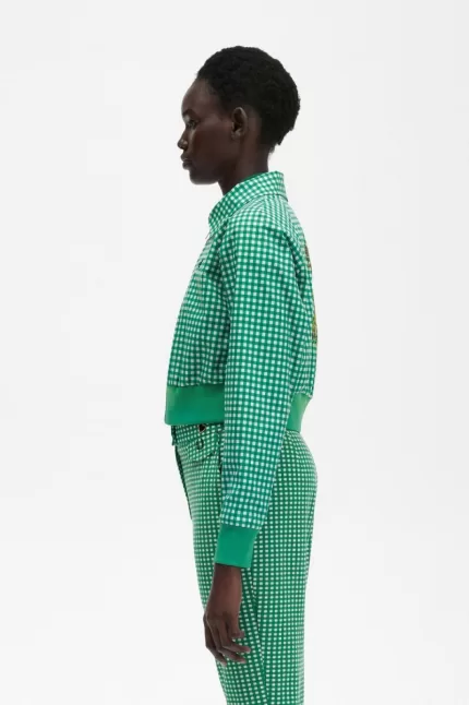 Fred Perry Embroidered Gingham Women’s Jackets Green GABCY6815