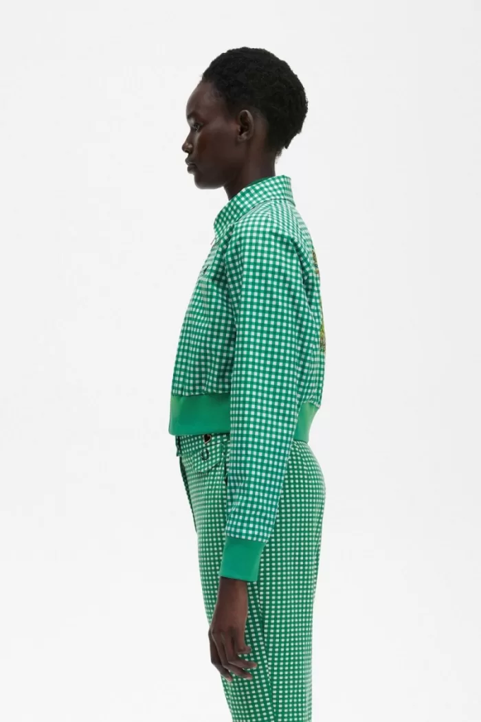 Fred Perry Embroidered Gingham Women’s Jackets Green GABCY6815