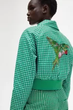 Fred Perry Embroidered Gingham Women’s Jackets Green GABCY6815