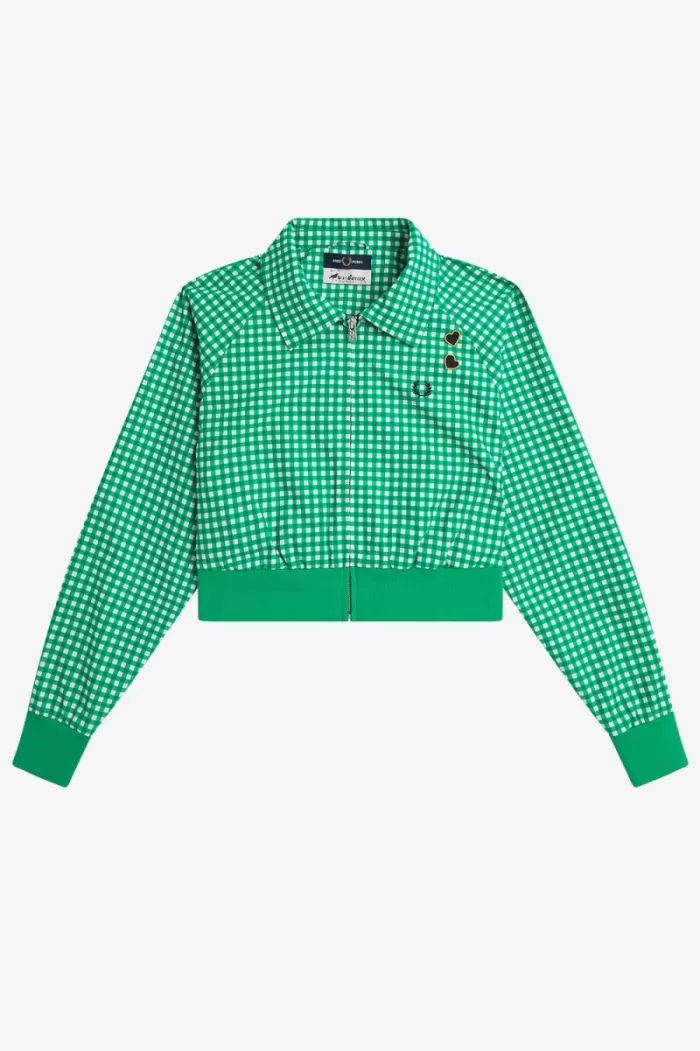 Fred Perry Embroidered Gingham Women’s Jackets Green GABCY6815