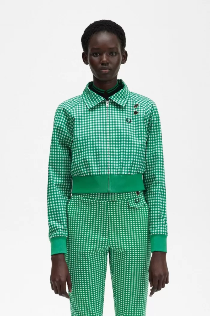 Fred Perry Embroidered Gingham Women’s Jackets Green GABCY6815