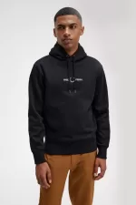 Fred Perry Embroidered Hooded Men’s Sweatshirts Black JLIDX3701