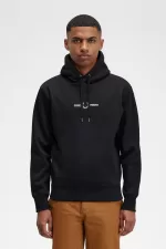 Fred Perry Embroidered Hooded Men’s Sweatshirts Black JLIDX3701