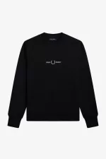 Fred Perry Embroidered Men’s Sweatshirts Black EXBAK2098