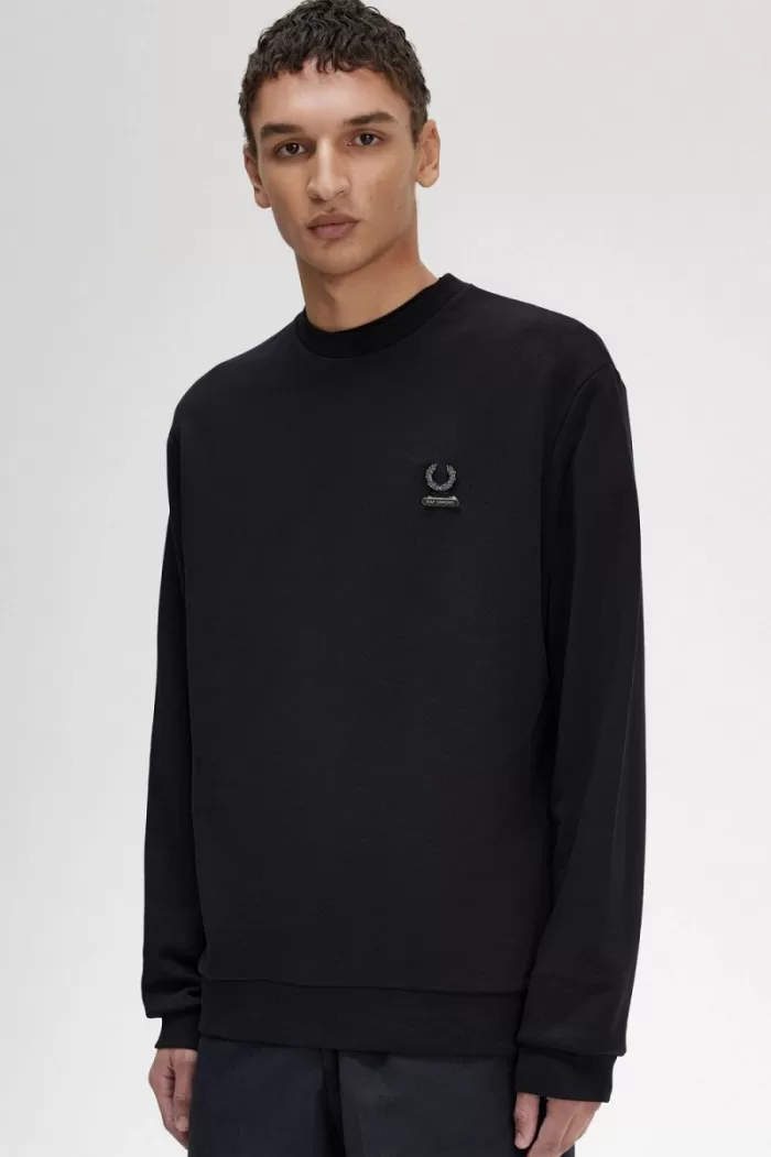 Fred Perry Embroidered Men’s Sweatshirts Black GDUKA8649