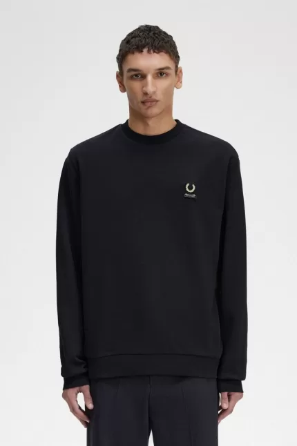 Fred Perry Embroidered Men’s Sweatshirts Black GDUKA8649