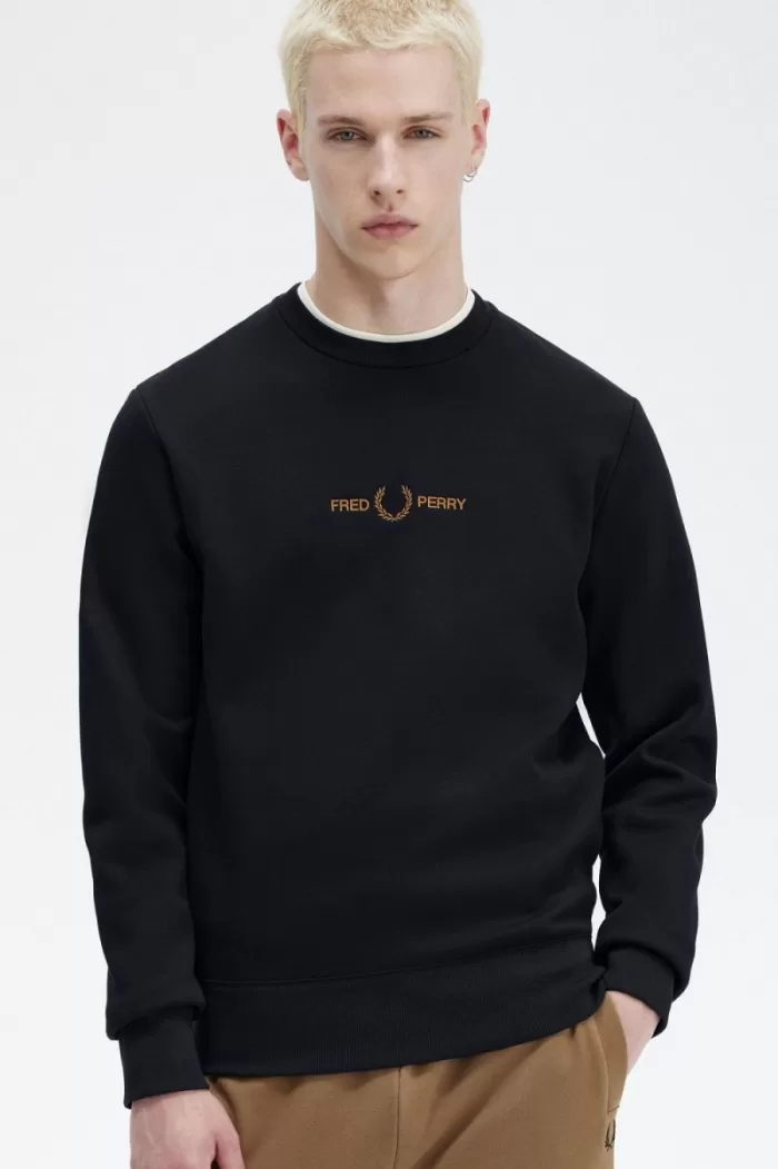 Fred Perry Embroidered Men’s Sweatshirts Navy MULQJ7624