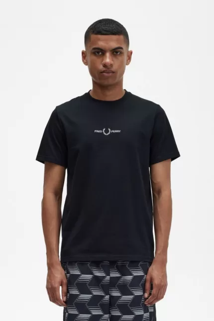 Fred Perry Embroidered Men’s T-Shirt Black EBKTV6532