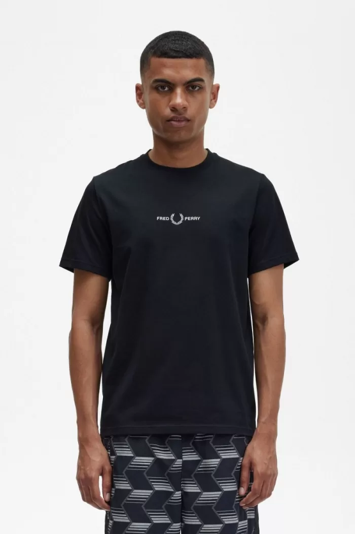 Fred Perry Embroidered Men’s T-Shirt Black EBKTV6532