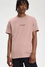 Fred Perry Embroidered Men’s T-Shirt Dark Pink UNFAH6514