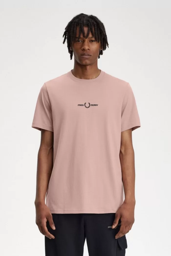 Fred Perry Embroidered Men’s T-Shirt Dark Pink UNFAH6514