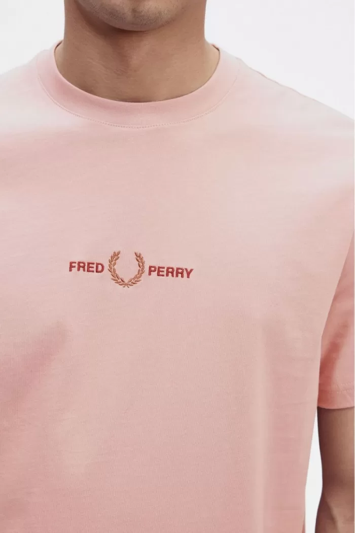 Fred Perry Embroidered Men’s T-Shirt Dusty Rose Pink JVMKX3597