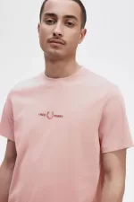 Fred Perry Embroidered Men’s T-Shirt Dusty Rose Pink JVMKX3597