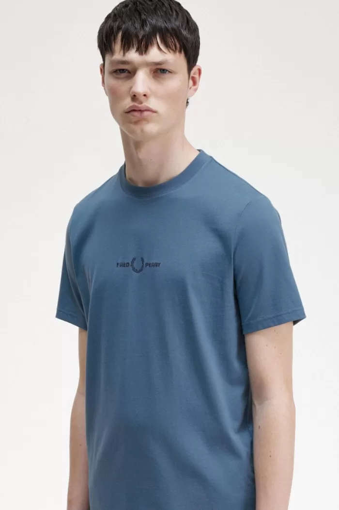 Fred Perry Embroidered Men’s T-Shirt Midnight Blue QCHYJ9867