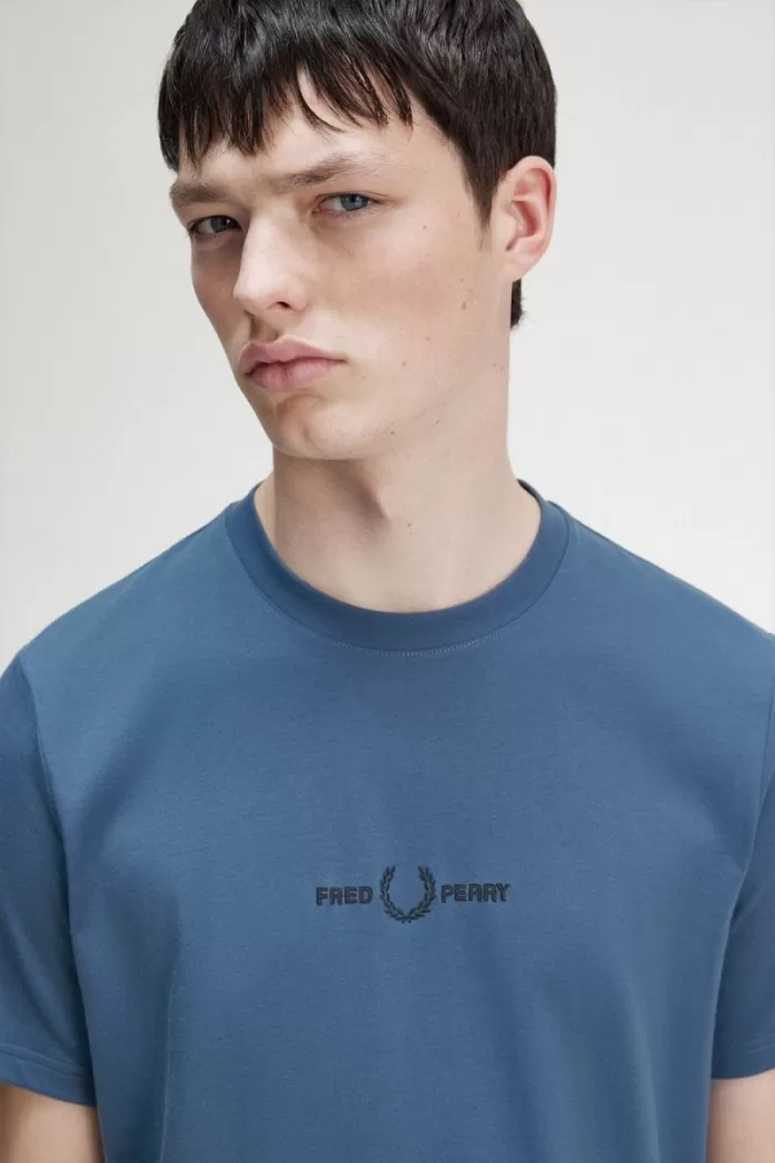 Fred Perry Embroidered Men’s T-Shirt Midnight Blue QCHYJ9867