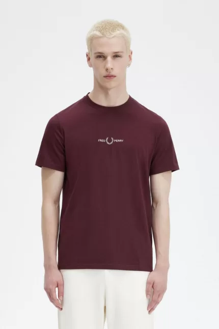 Fred Perry Embroidered Men’s T-Shirt Oxblood YGWQU0587