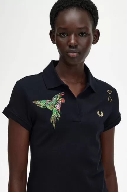 Fred Perry Embroidered Piqué Women’s Dress Black SJZMY1659