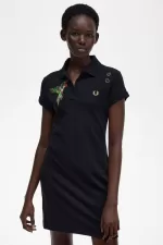 Fred Perry Embroidered Piqué Women’s Dress Black SJZMY1659