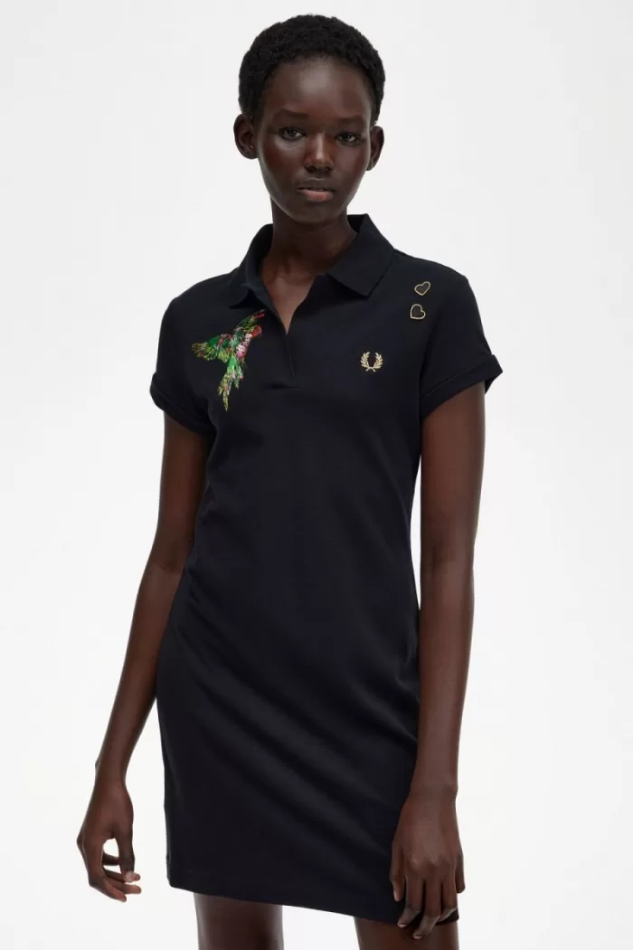 Fred Perry Embroidered Piqué Women’s Dress Black SJZMY1659