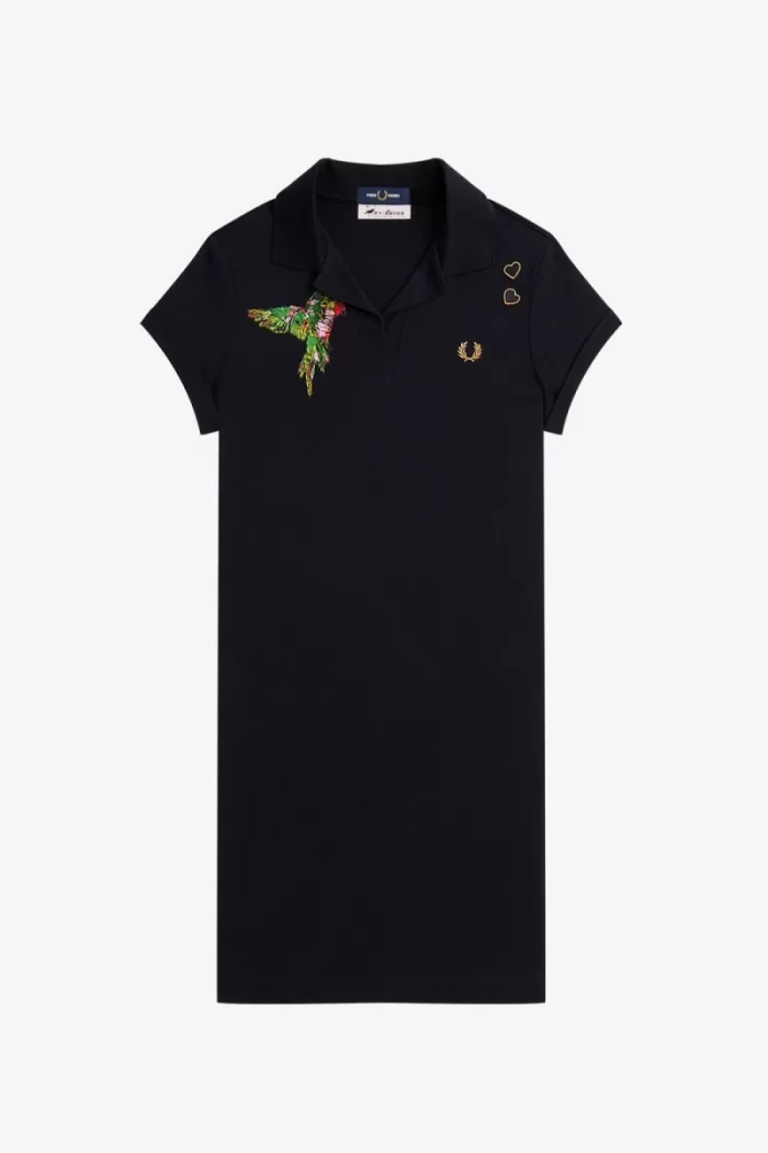 Fred Perry Embroidered Piqué Women’s Dress Black SJZMY1659