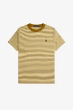 Fred Perry Fine Stripe Heavyweight Men’s T-Shirt Oatmeal Dark Coffee WUBJN5046