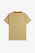 Fred Perry Fine Stripe Heavyweight Men’s T-Shirt Oatmeal Dark Coffee WUBJN5046