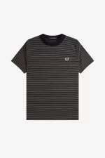 Fred Perry Fine Stripe Heavyweight Men’s T-Shirt Black Field Green TZKBD8395