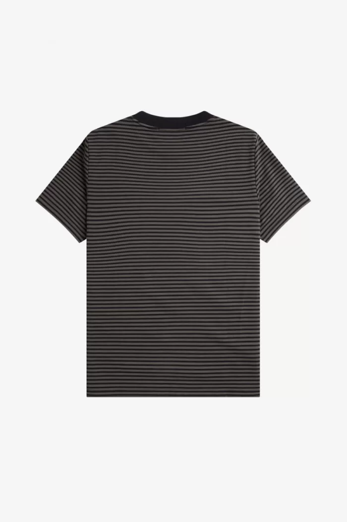 Fred Perry Fine Stripe Heavyweight Men’s T-Shirt Black Field Green TZKBD8395