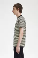 Fred Perry Fine Stripe Heavyweight Men’s T-Shirt Oatmeal Black HAGUW4218