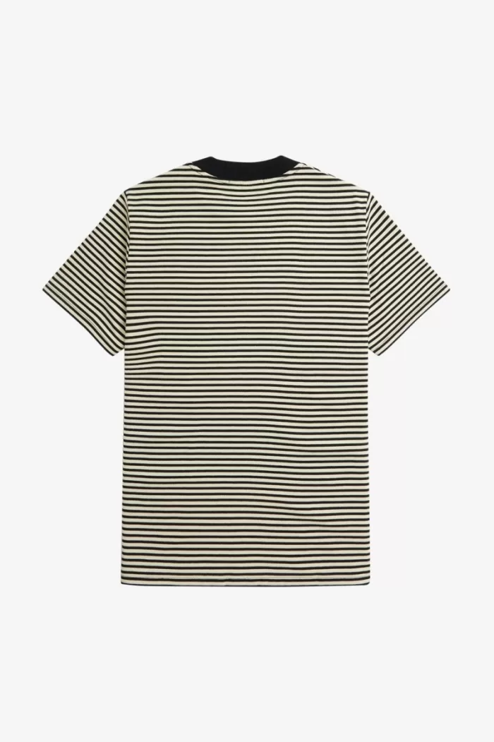 Fred Perry Fine Stripe Heavyweight Men’s T-Shirt Oatmeal Black HAGUW4218