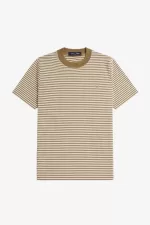 Fred Perry Fine Stripe Heavyweight Men’s T-Shirt Snow White Green VMWKB8067