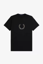 Fred Perry Flocked Laurel Wreath Men’s T-Shirt Black Warm Grey GFPHV8769