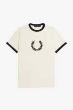 Fred Perry Flocked Laurel Wreath Women’s T-Shirt Beige JQPES0943