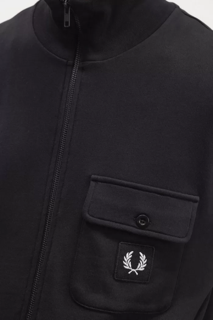 Fred Perry Funnel Neck Men’s Track Jackets Black SHLYD2138