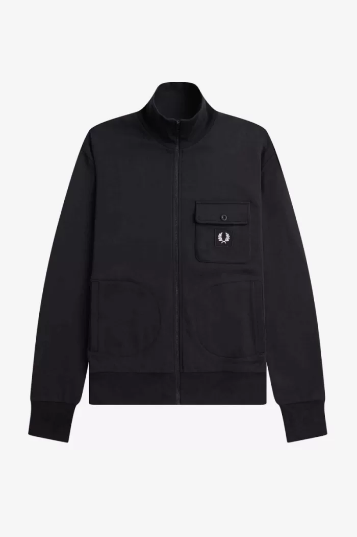 Fred Perry Funnel Neck Men’s Track Jackets Black SHLYD2138